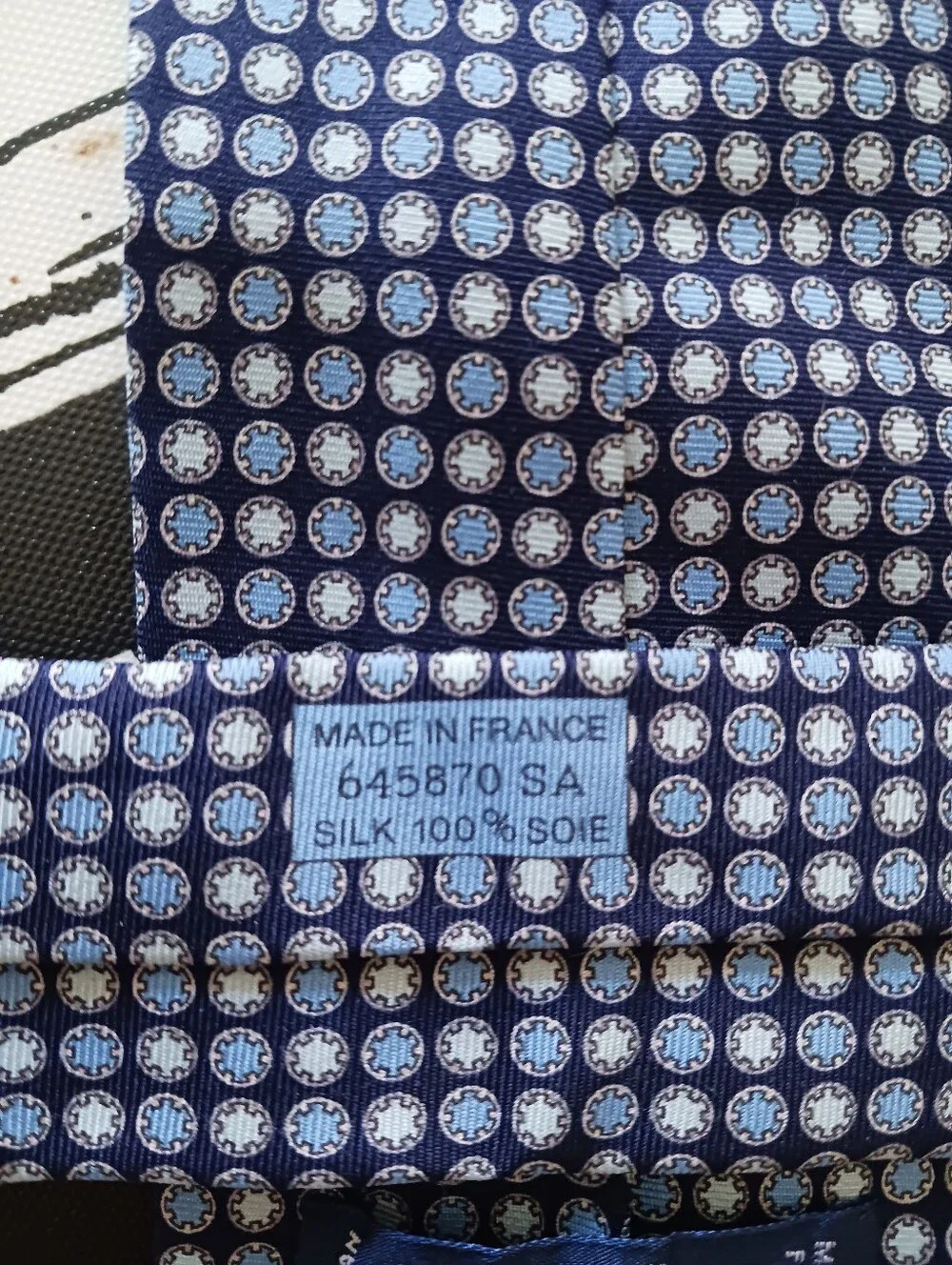 Hermes Cassette Tape Classic Blue Micro-Pattern Men’s Tie, 645870 SA, France